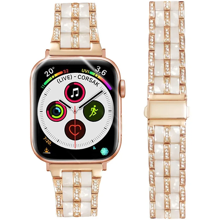 Xiaoxiangfeng é adequado para apple i assistir s 7 resina de metal inteligente incrustada com diamante cintura pequena pulseira de relógio feminino