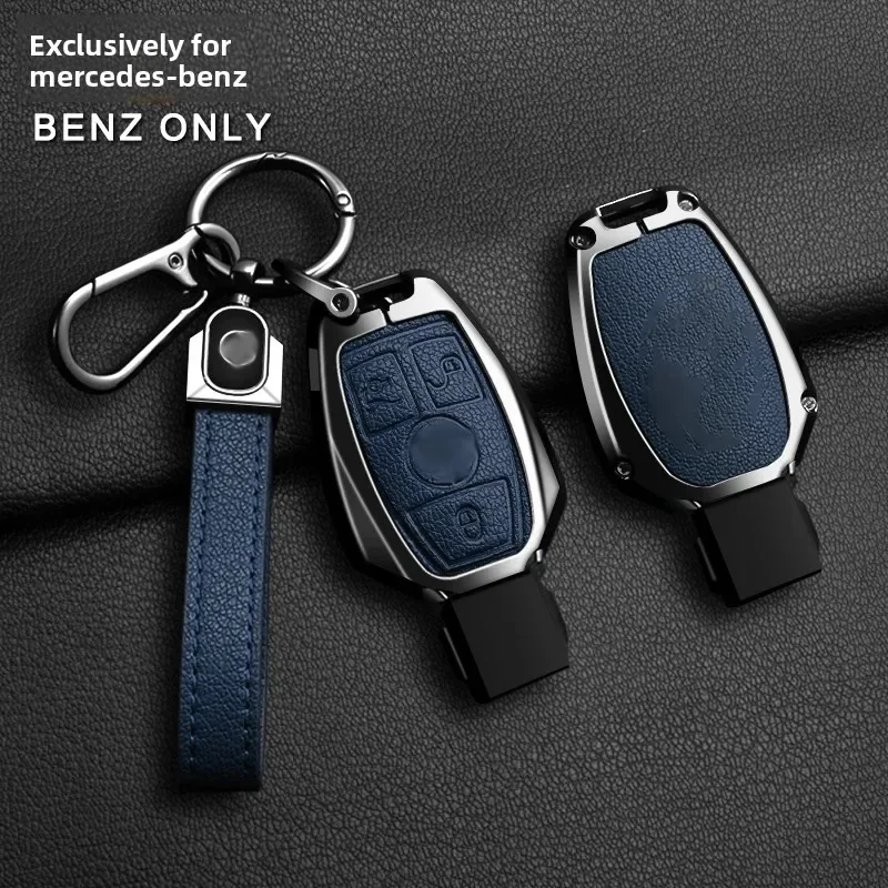 Zinc alloy leather car key protection case for Mercedes Benz A B C E Class GLS GLA GLK GLC CLS CLA AMG W204 W205 W212 W463 W176