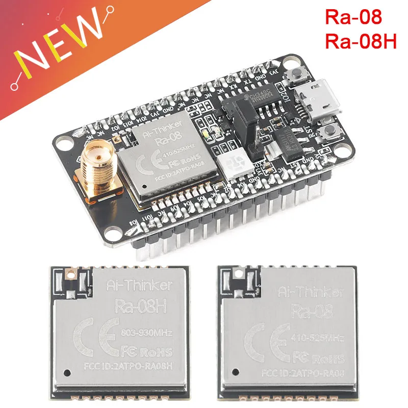 Ra-08 Ra-08H LoRaWAN RF Development Board Module ASR6601 chip 410-525MHz 803-930MHz Ra-08-Kit MCU SMA Interface External Antenna