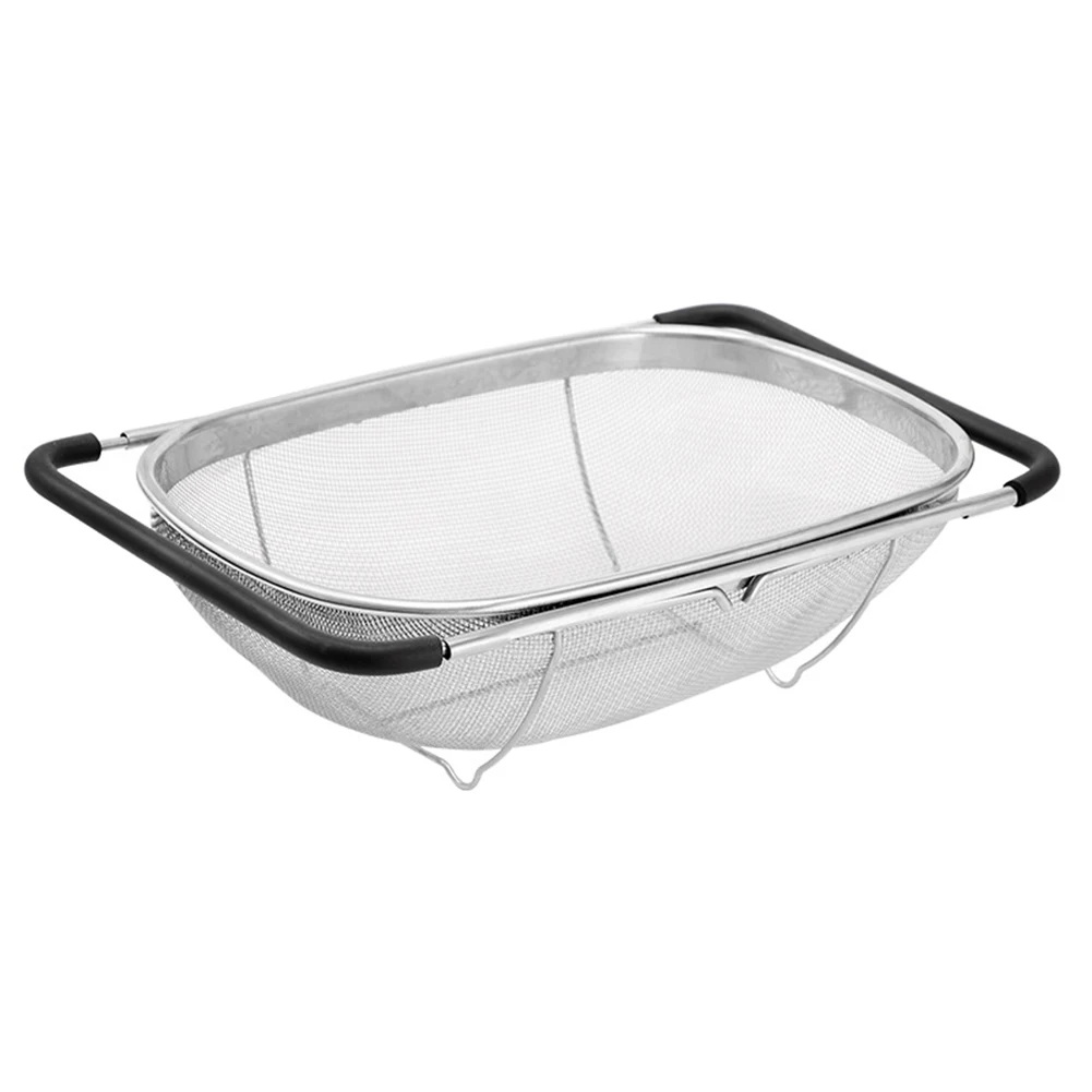 シンク上のステンレス鋼ザル、ファインメッシュストレーナーバスケット拡張可能な排水キッチン