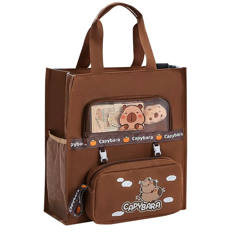 

Lightweight Capybara Handbags Reusable With Pencil Case Canvas Tote Bags School Supplies Large Capacity