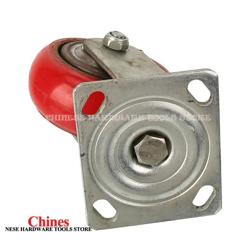 Rodízio plano universal vermelho de 5 polegadas – Roda industrial resistente com superfície de nylon e núcleo de ferro para manuseio de equipamentos