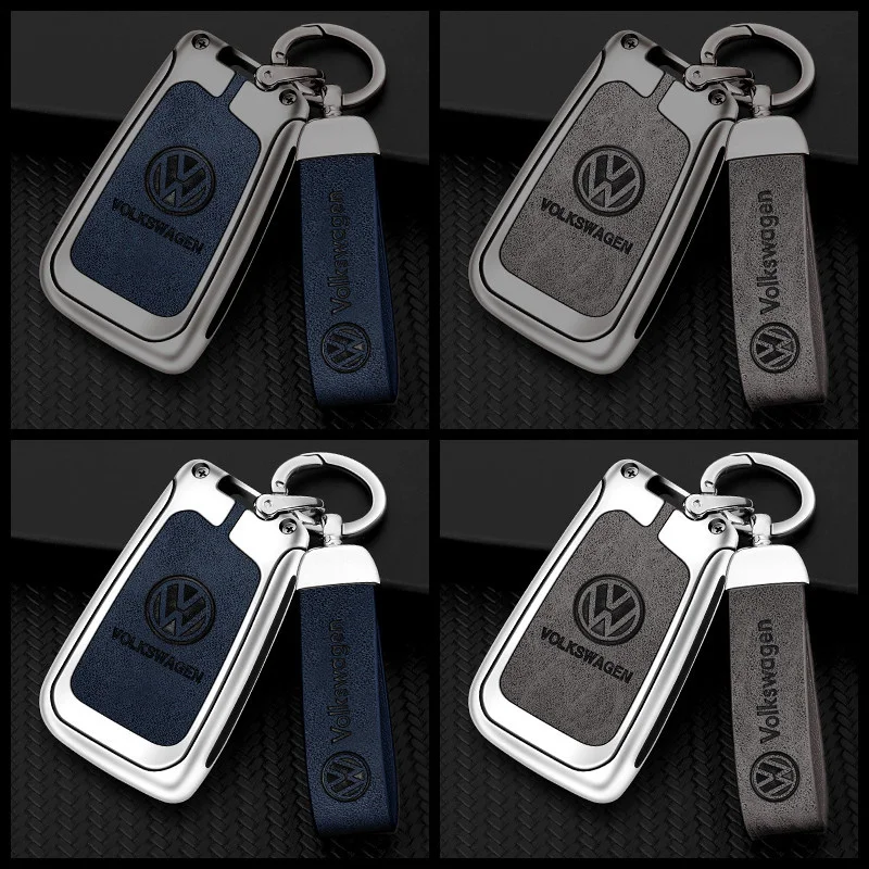 Fashion Alloy Car Flip Key Case Cover Shell Fob For VW Volkswagen Golf 7 MK7 Tiguan MK2 T-roc T-cross Auto Keychain Accessories