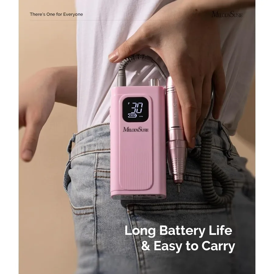 Broca de unha recarregável profissional, 30000 rpm, lixa de unha elétrica para moldar, remover polimento de unhas em gel, leve e fácil de usar