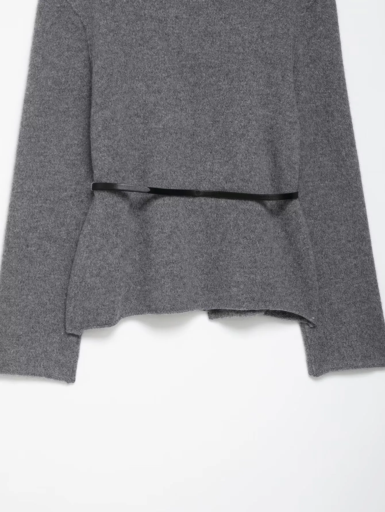 Nowy damski kardigan w jednolitym kolorze z paskiem, dzianinowa kurtka swetrowa, stylowa damska kurtka z długim rękawem.