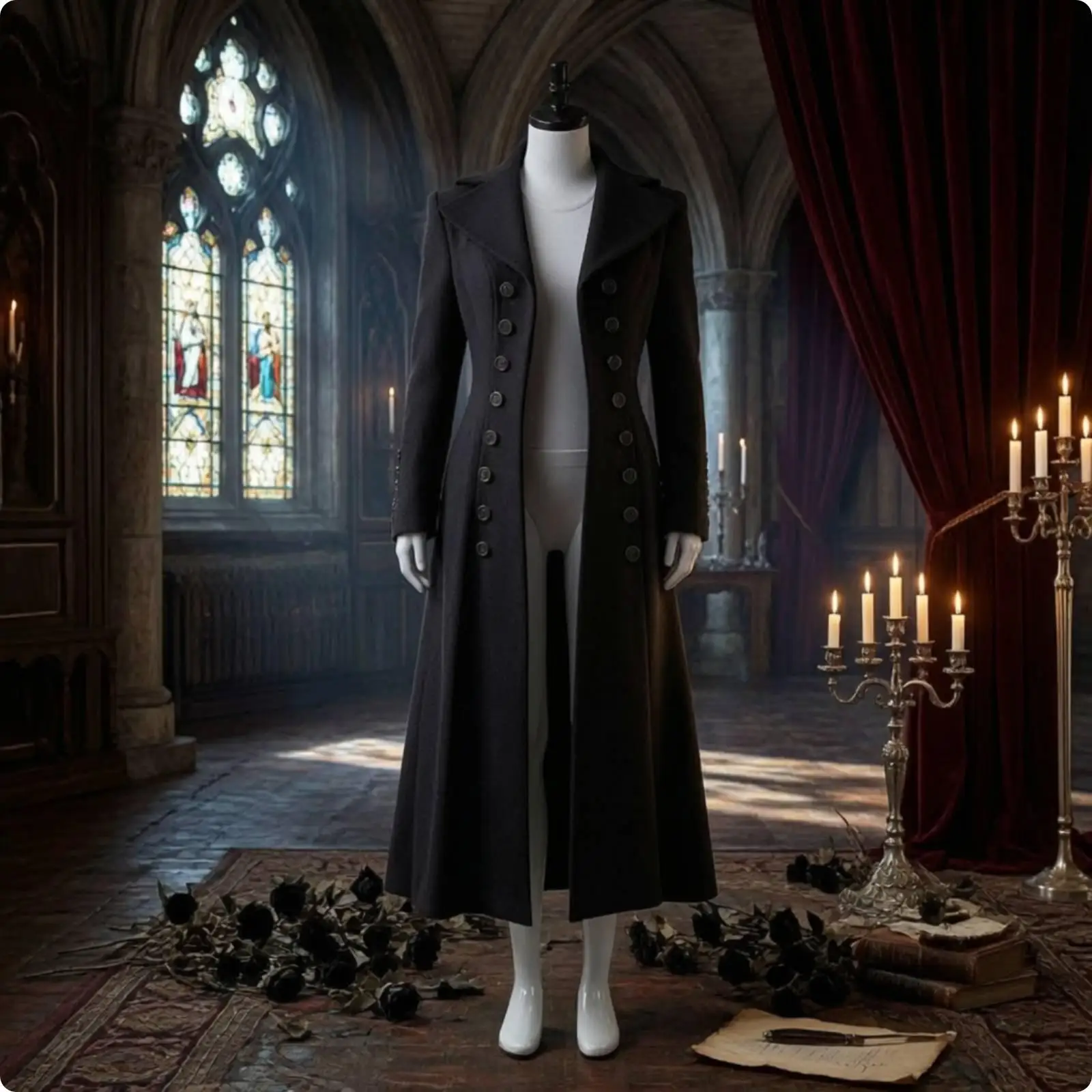 Double-breasted Coat, Gothic Long Coat, Vintage Coat for Women,