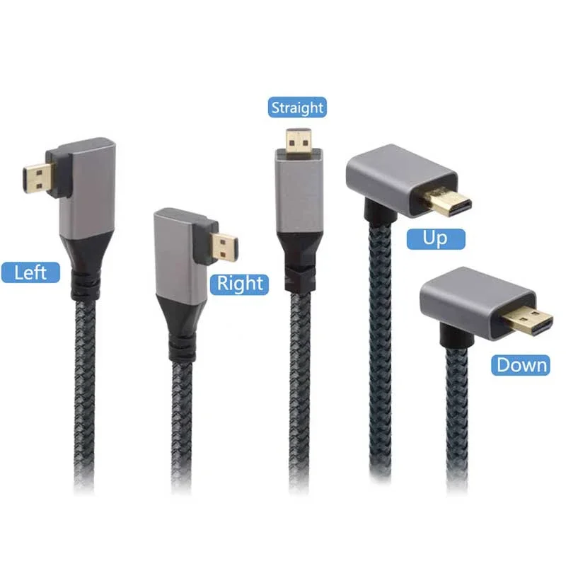 4 k60hz kompatybilny z HDMI kabel rozszerzenie męskie i żeńskie Micro/Mini HDMI-kompatybilny adapter przedłużacz przewód zasilający lewej/prawej/w