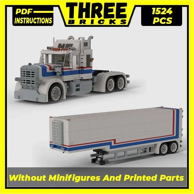 

City Vehicle Model Moc Building Bricks Trailer Truck With V12 Engine Technology Blocks Gifts Christmas Toys DIY Sets Assembly