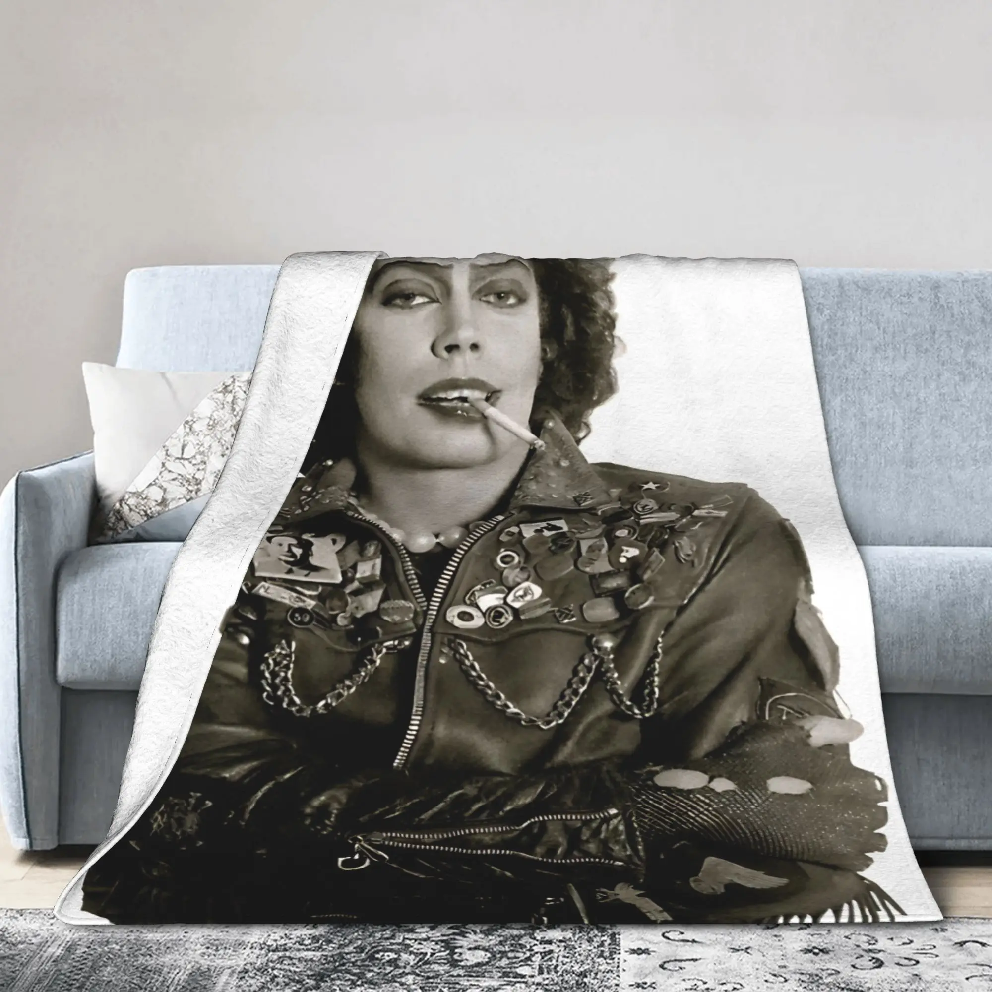 Frank N Furter Blanket Tim Curry The Rocky Horror Picture Show Flannel Novelty Breathable Throw Blanket for Home Spring/Autumn