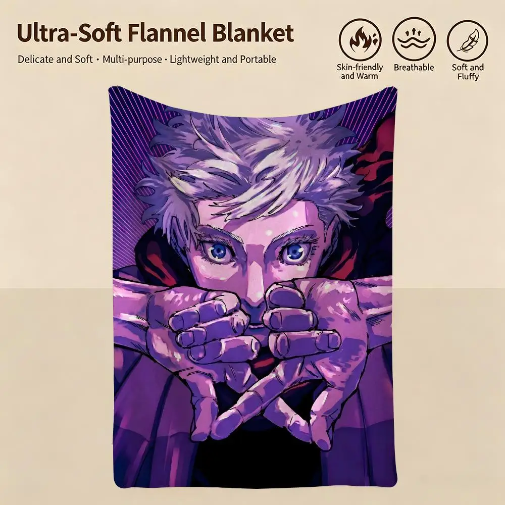 anime J-Jujutsu Kaisen-n Throw Warm Soft Flannel Blanket, Multi-use for Sofa Bed Camping Travel Nap