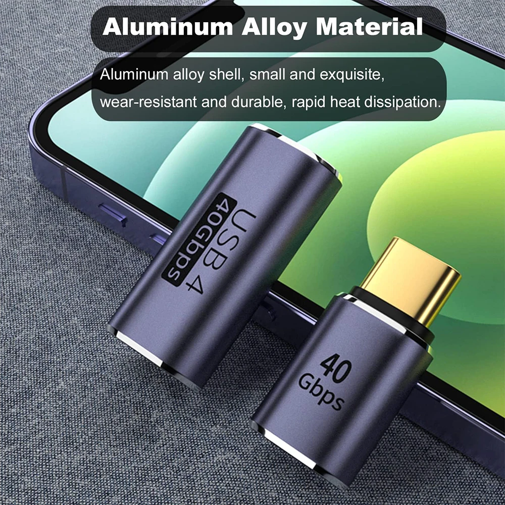 USB C Adapter USB4 40Gbps 8K60Hz Display 5A PD 100W Fast Charging Data Converter Type-C Male to Female Connector for PC Phones