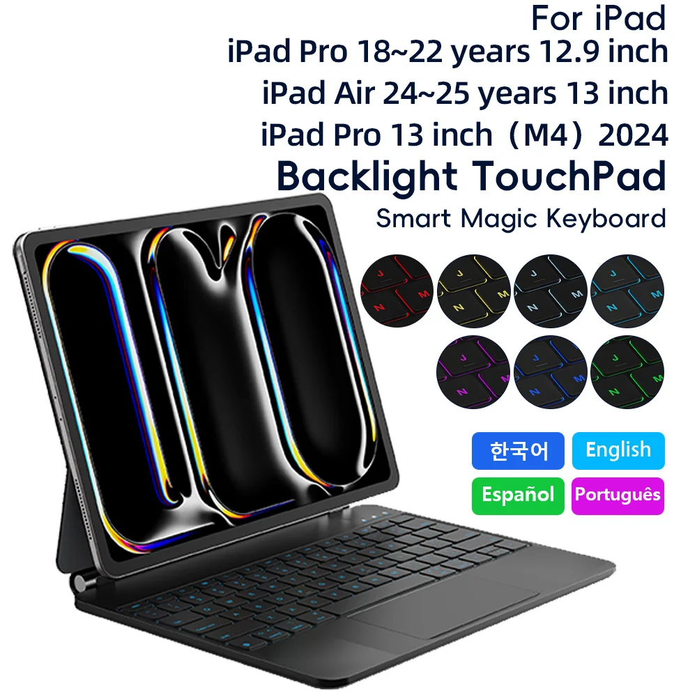 

Magic Keyboard for iPad Pro 12.9 inch 2018-2022 Case for iPad Air 13 inch for iPad Pro 13（M4）2024 Generation Cover Smart Cover