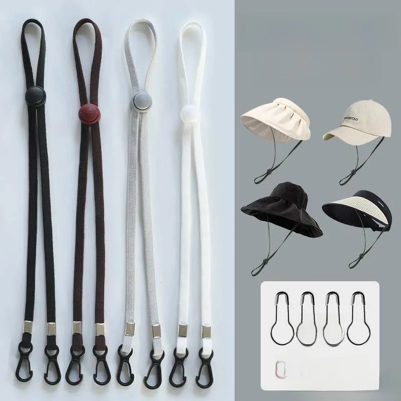 Women's Windproof Elastic Hat Cord Fixed Anti-Loss Fishing Cap Lanyard Bungee Cord Adjustable Headband Summer Accessories