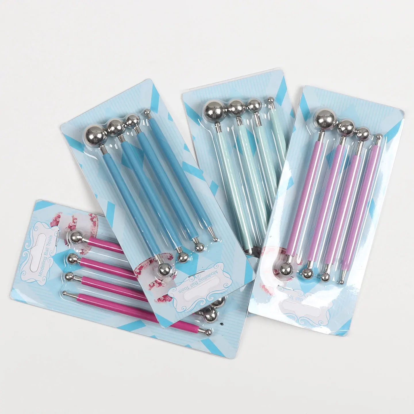 Ultralight Clay Polymer Clay Modeling Tools 4 Pieces 8 Head Solid Round Bead Carving Set Steel Ball Pen Press Ball Socket