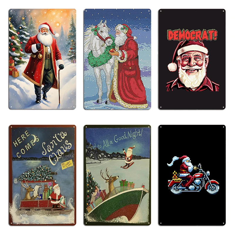 سانتا على المياه عائم سانتا مع الحصان زخرفة المعادن تخصيص اللوحات نادي حفلة تين تسجيل ملصق