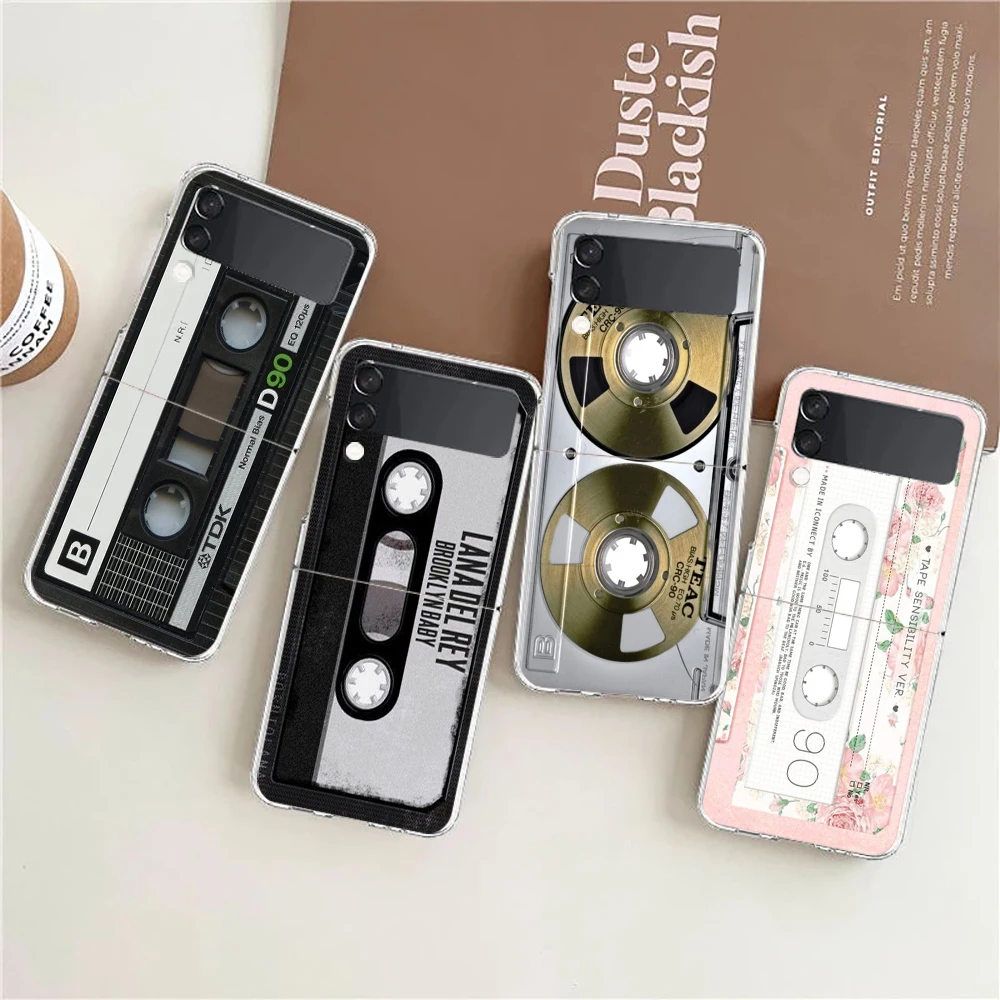 Vintage Kassetten-Telefonhülle für Samsung Galaxy Z Flip6 ZFlip5 Stoßfeste Hartschale für Samsung ZFlip 8 4 3 7 Schutzhülle Fundas