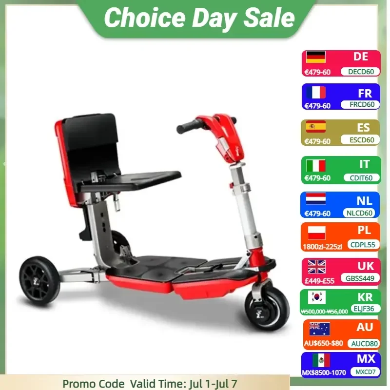 

3 Wheels Folding Electric Single Scooter for Old People 350W 48V Electric Tricycle for Senior Disability with Removable
