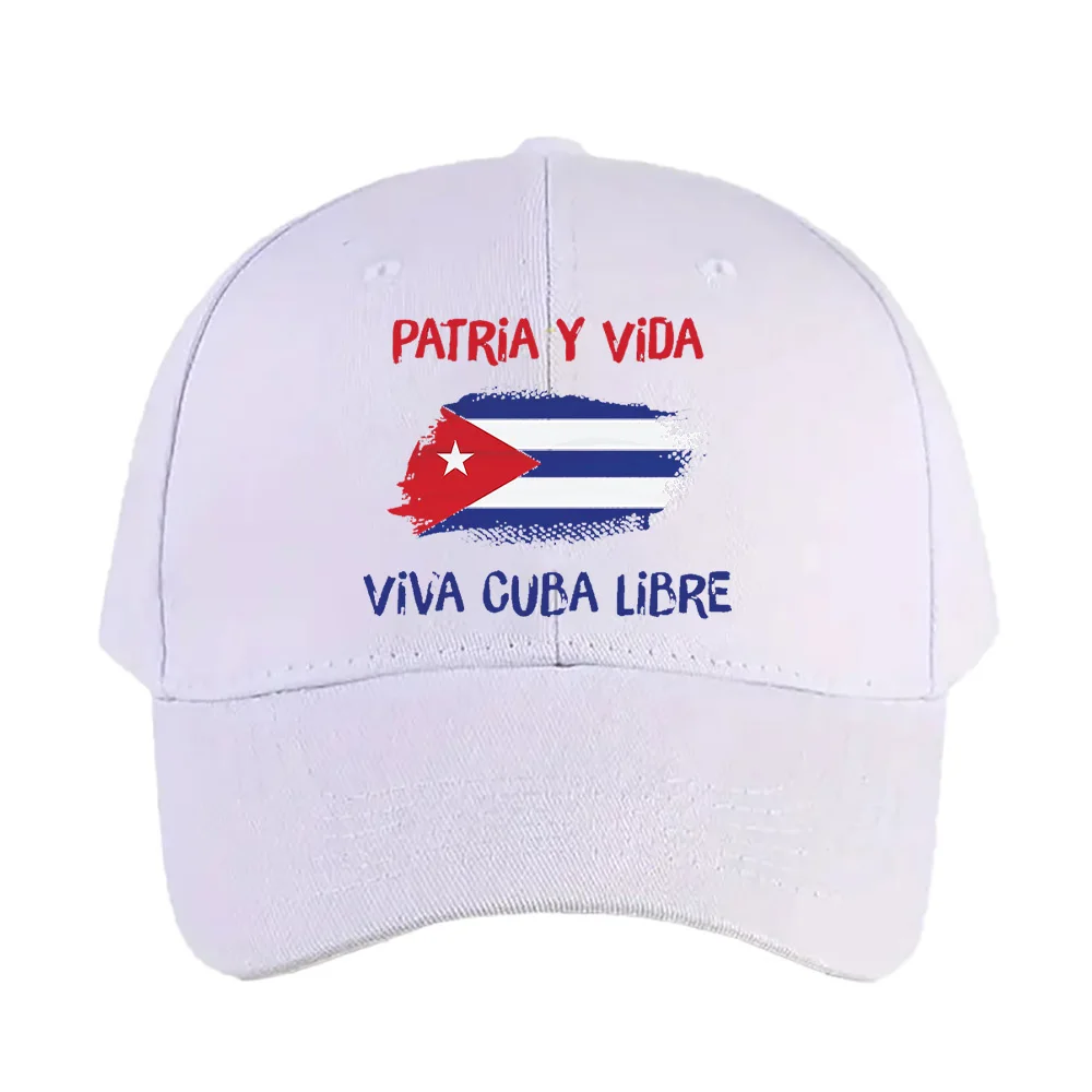 Gorra de béisbol ajustable con visera curva para hombre y mujer, diseño de Cuba Patria y Vida Viva Cuba Libre, protección solar