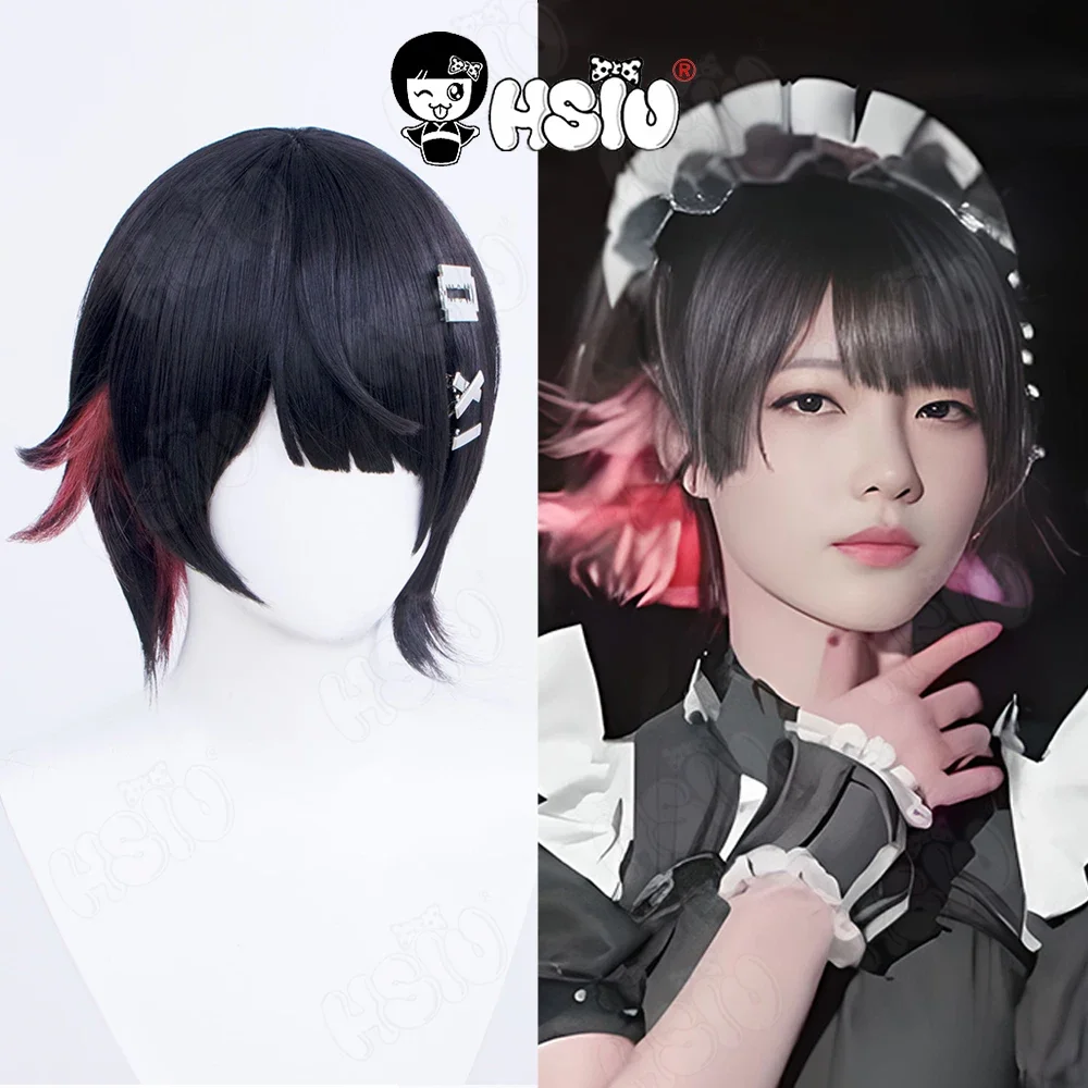 

Ellen Joe Cosplay Wig Game Zenless Zone Zero cosplay Wig HSIU 30cm Black Dark Red Mix short hair Synthetic Wig+ Wig Cap