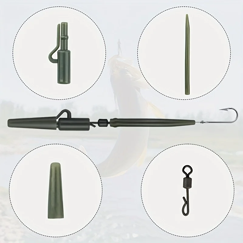 40-teiliges Europäisches Karpfenangel-Rig-Set Anti-Tangle-Hülsen Wirbel Karpfen-Rigs Zubehör für Euro-Karpfenangeln – Detail 4