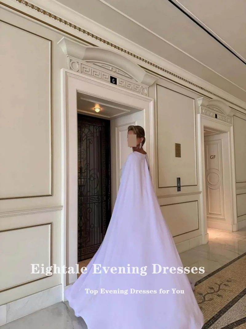 Eightale Arabic Evening Dress O-Neck Prom Gown Customized Strethcy Satin Cap Sleeves Wedding Party Dress Mermaid Robes De Soirée image 6