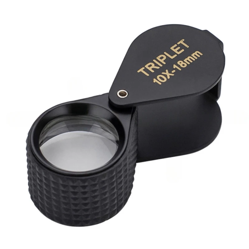 

10Times 18mm Foldable Jadeite Filter Super Triplet Lens Magnifier Jewelry Gem Identifying Type Inspecting Magnifying Glass Loupe