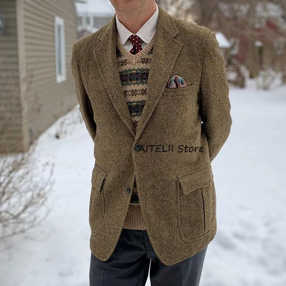 

Городские пиджаки Деловые повседневные однобортные. Модные мужские пиджаки из ткани «елочка», мужское социальное пальто в винтажном стиле