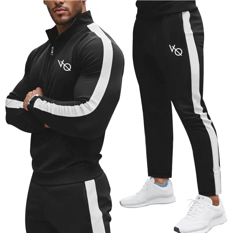 2024New Tuta da uomo Primavera e Autunno Outdoor Fitness Corsa Abbigliamento sportivo Giacca con cerniera + Pantaloni sportivi Abbigliamento da uomo in due pezzi