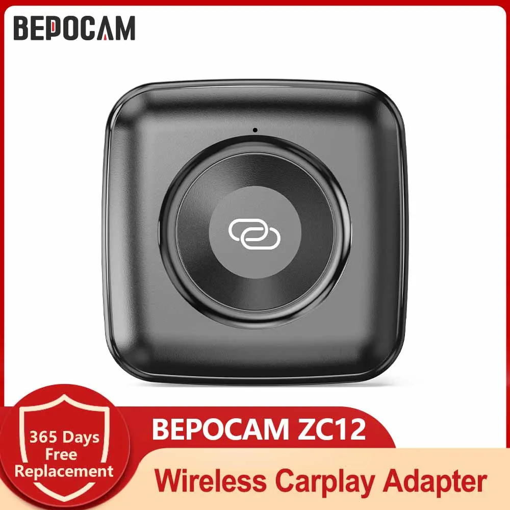 

BEPOCAM ZC12 Wireless CarPlay Adapter for iPhone Converts Wired to Wireless Apple CarPlay Plug-and-Play for iOS 10+ Car Systems