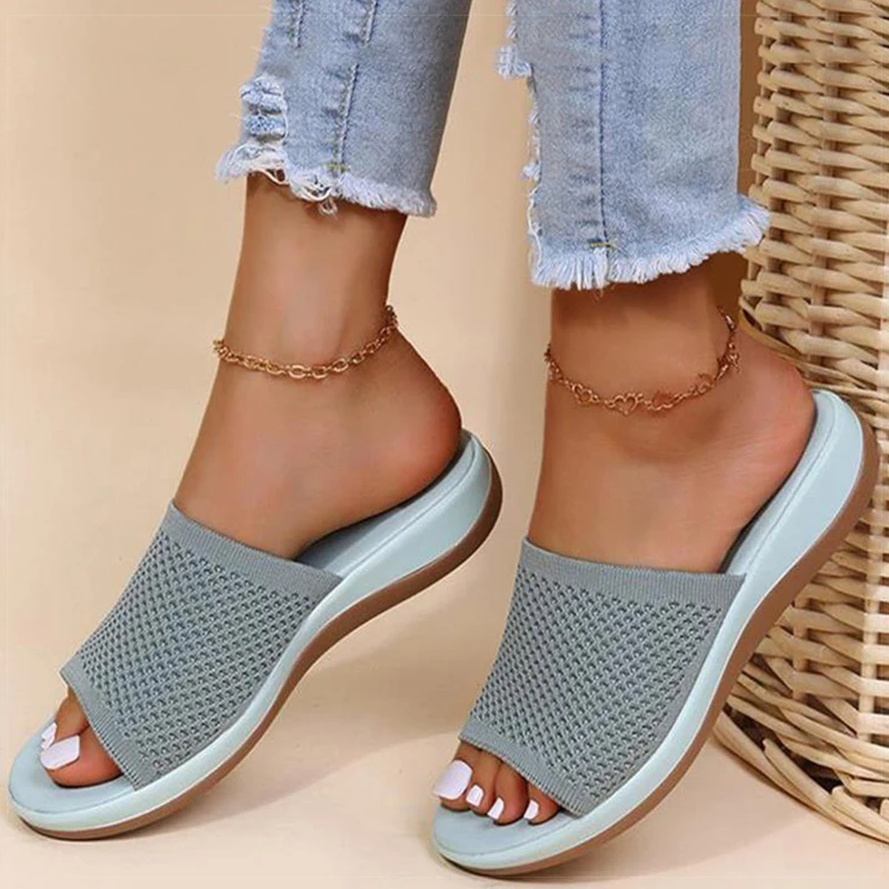 Women's Sandals Indoor Outdoor Summer Shoes For Women Summer Sandals Soft Low Heels Flat Sandalias De Mujer Beach Shoes Female  image 4
