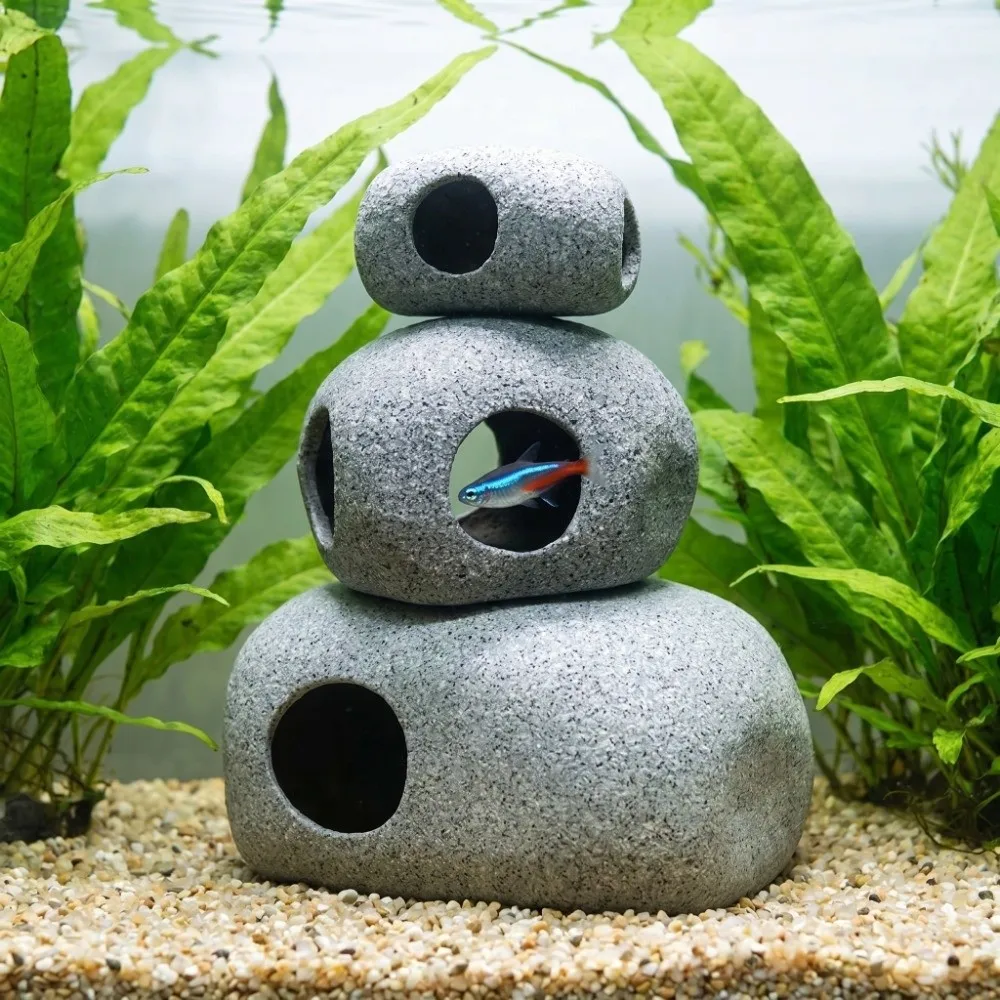 Purple Clay Aquarium Hideaway Rock Natural Touch Landscaping Decoration Fish Tank Ornament Simulation Crafts Aquarium Decoration view 2