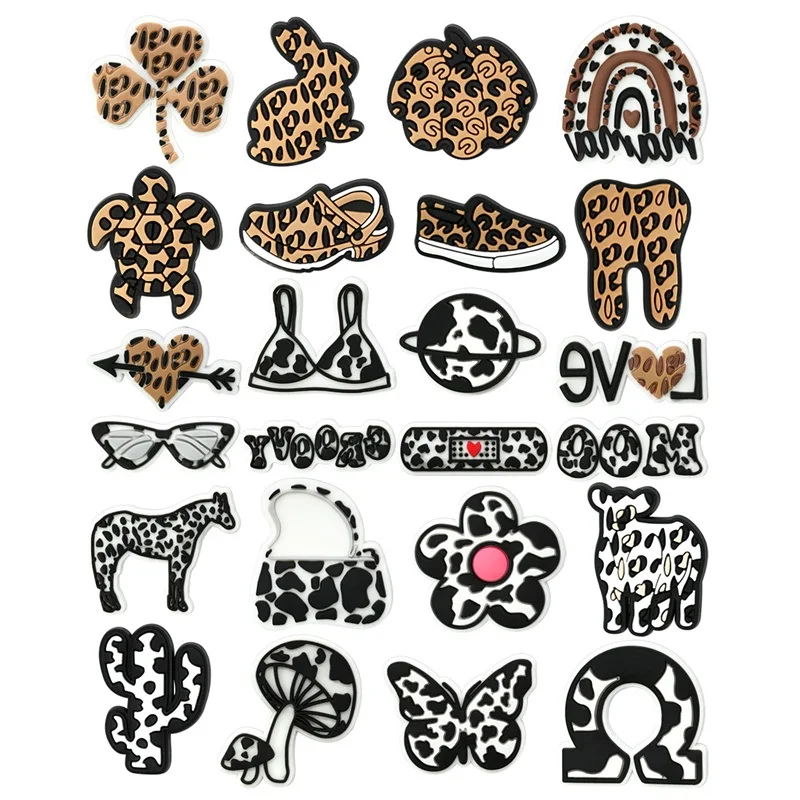 

Leopard Print Shoe Charms for Crocs Pin Accessories Decoration Bracelet Wristband PVC Pin Women Party Gifts