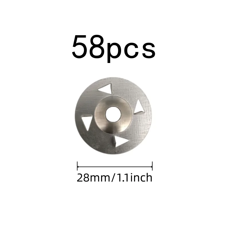58 pcs 28mm Claw-Type Washers, Gypsum Board Fixing, Pre-Drilled Center Hole, Flat Stable Base, Multipurpose
