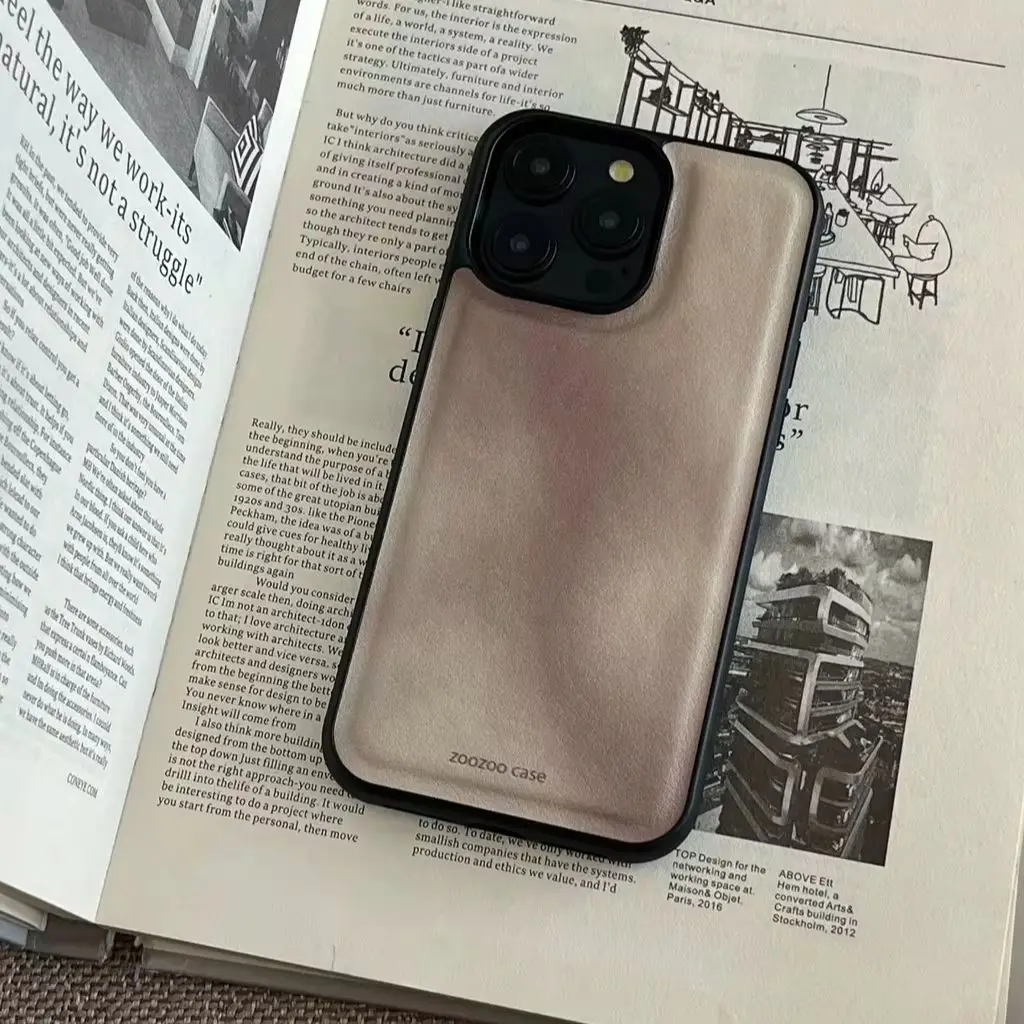 Retro Brown Gradient Leather Shockproof Protective Phone Cover Case For iPhone 16 15 14 13 12 11 Pro Max