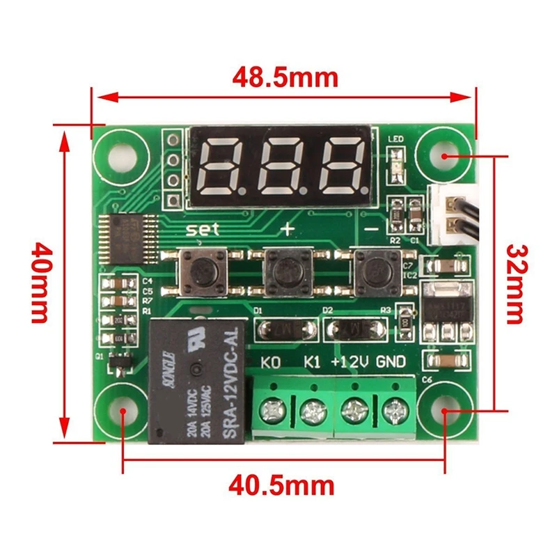 10 PCS W1209 DC 12V 적색 열 냉각 온도 온도 조절기 온도 제어 스위치 온도 컨트롤러