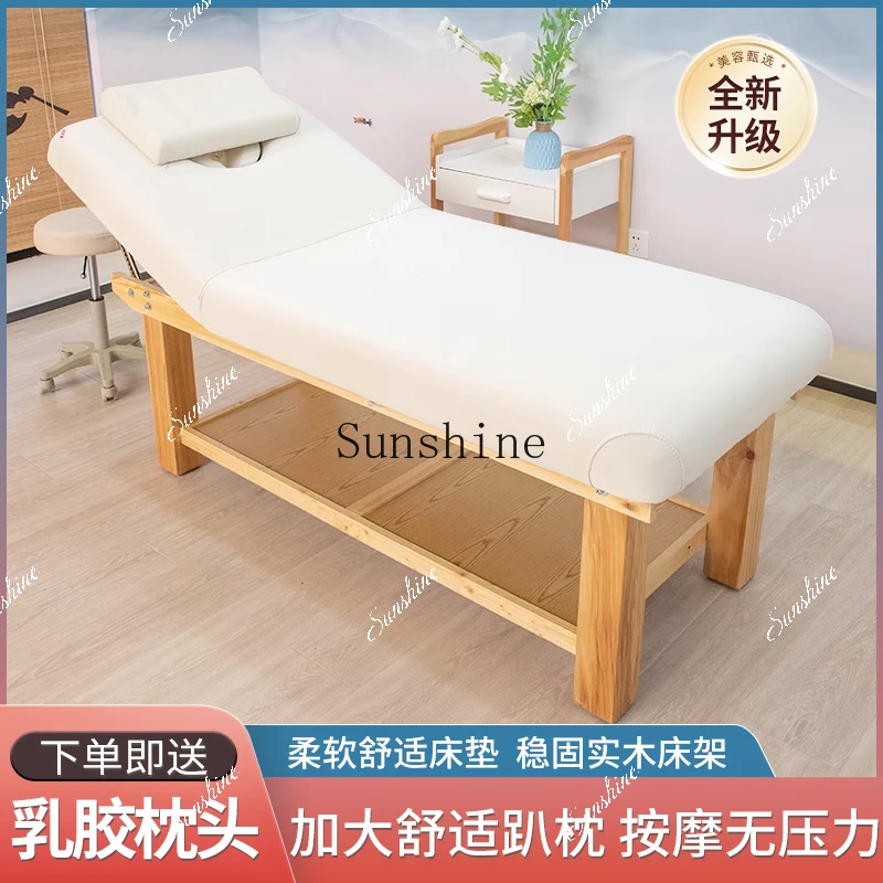 Electric beauty bed lifting latex solid wood bed for beauty salons FT