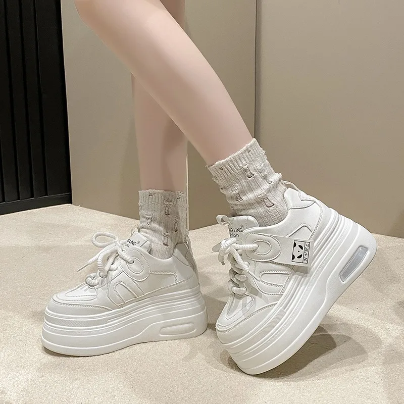 8CM High Platform Sneakers Spring Women Casual Sport Shoes New Autumn Vulcanized Skateboard White Shoes Woman Chaussures Femme