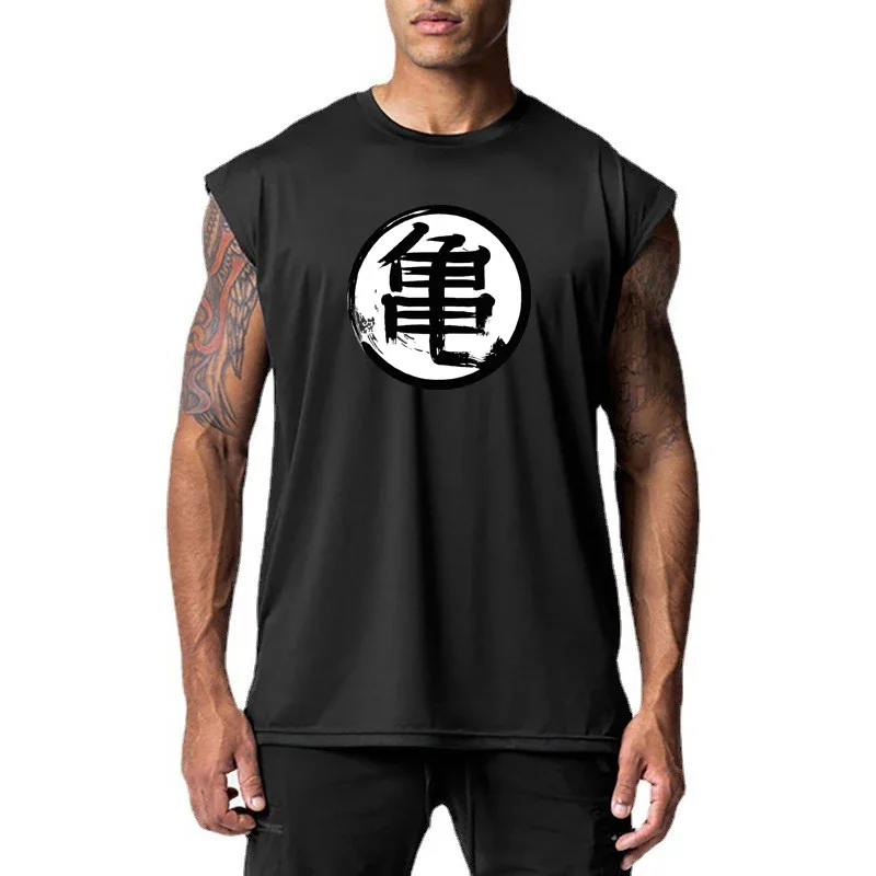 Erkek Vücut Geliştirme Rahat Dragon Ball Tank Top Spor Çabuk kuruyan Giyim Serin Spor Salonu Spor Moda Örgü Atlet Kolsuz Yelek