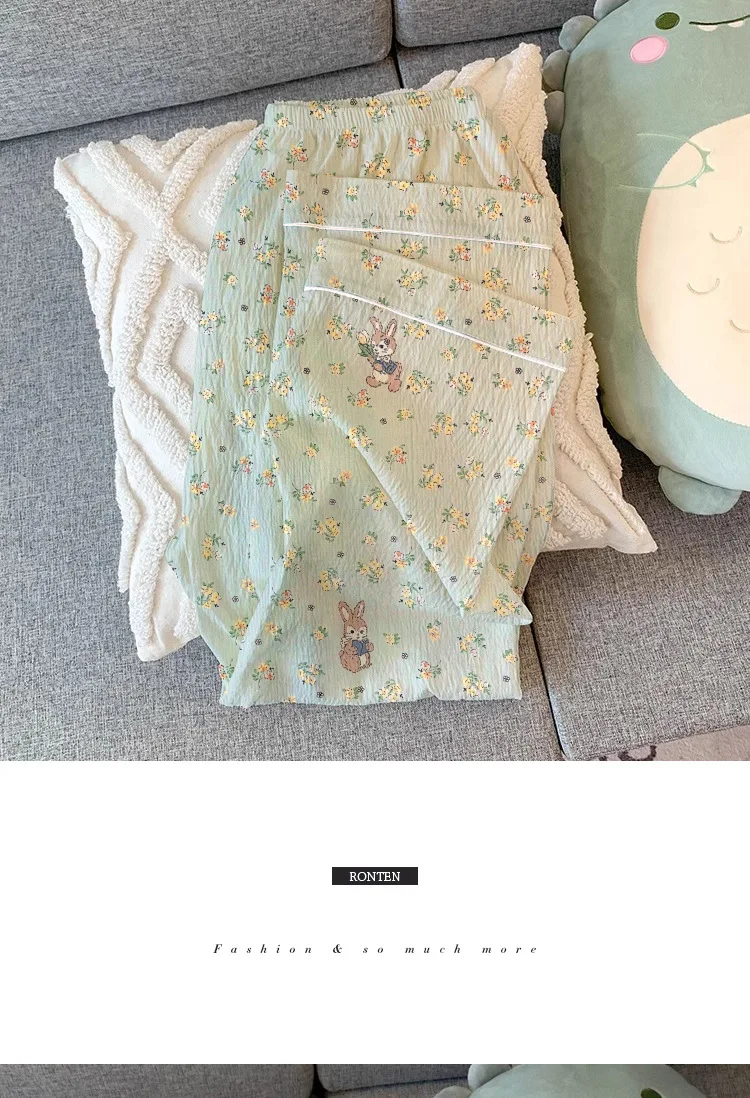 Frühling und Herbst Neue Damen Frische Floral Bunny Langarm Pyjamas Mädchen Studenten Faltig Tuch Nische Freizeit Pyjamas Homewea – Detail 6