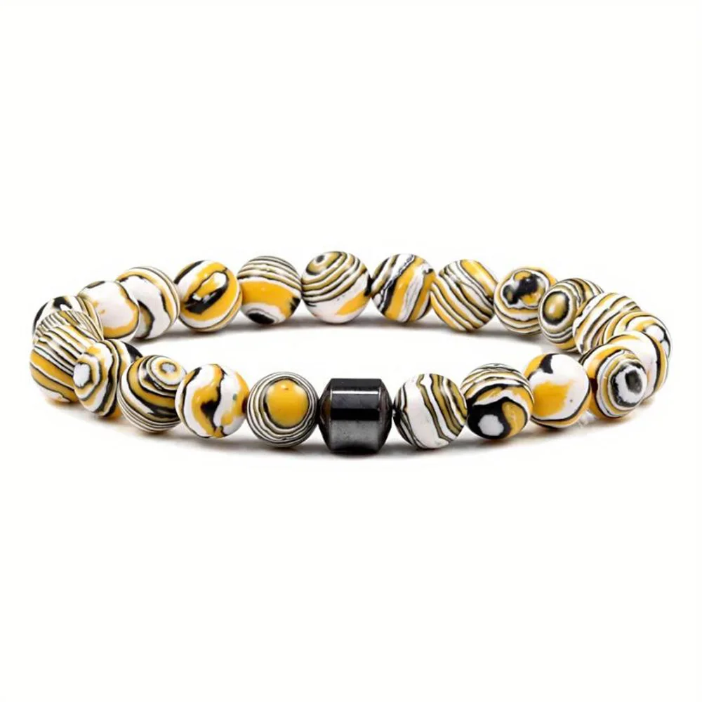 Herrenarmbänder verjüngt Ihren Geist mit einem magnetischen Tigerauge-Lava-Karte, schimmerndem Malachit-Stein-Armband für Männer und Frauen – Detail 9