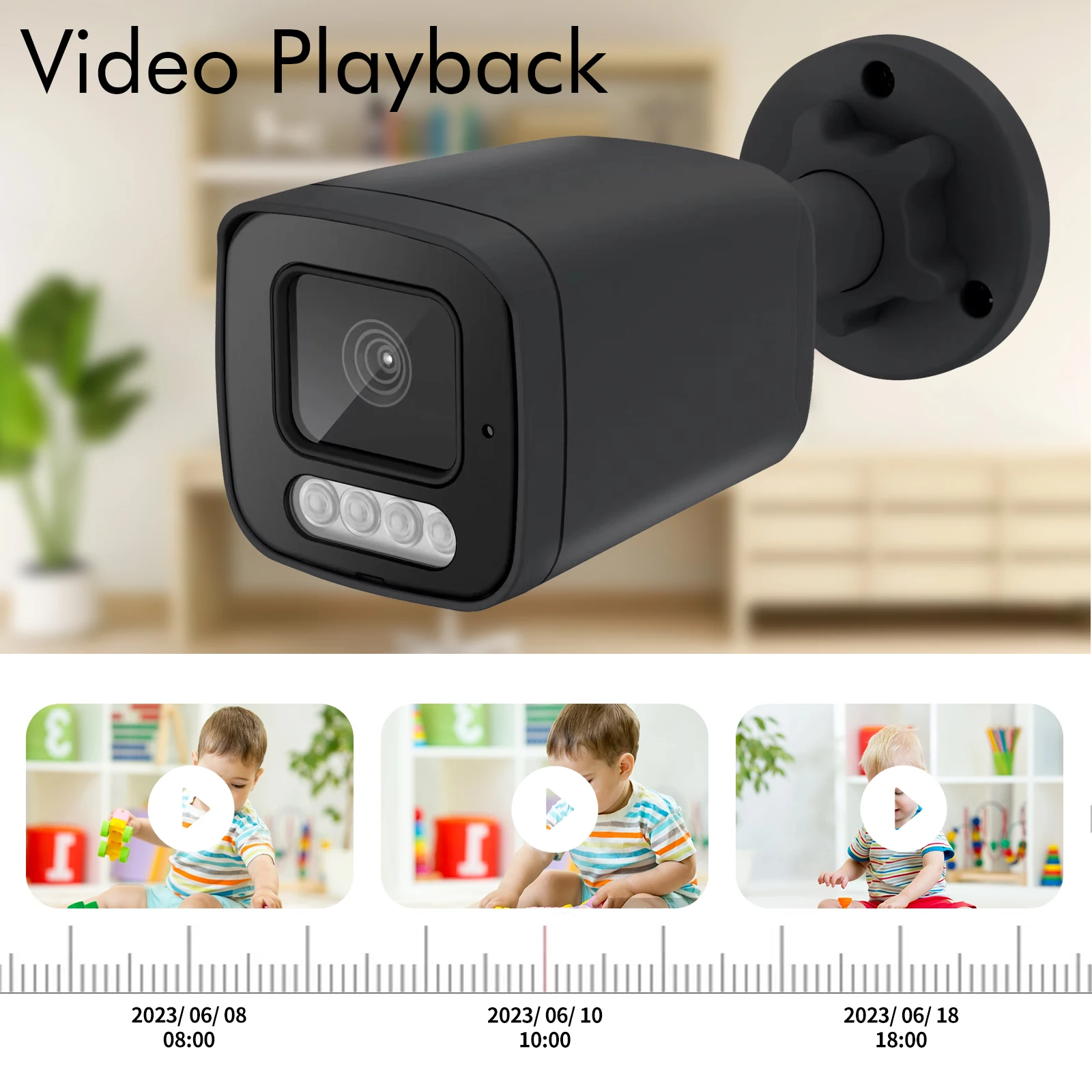 Gadinan Black 4K 8MP IP Camera Outdoor Two-Way Audio Home POE Security Camera 5/4MP Color Night Vision Metal Bullet CCTV Monitor