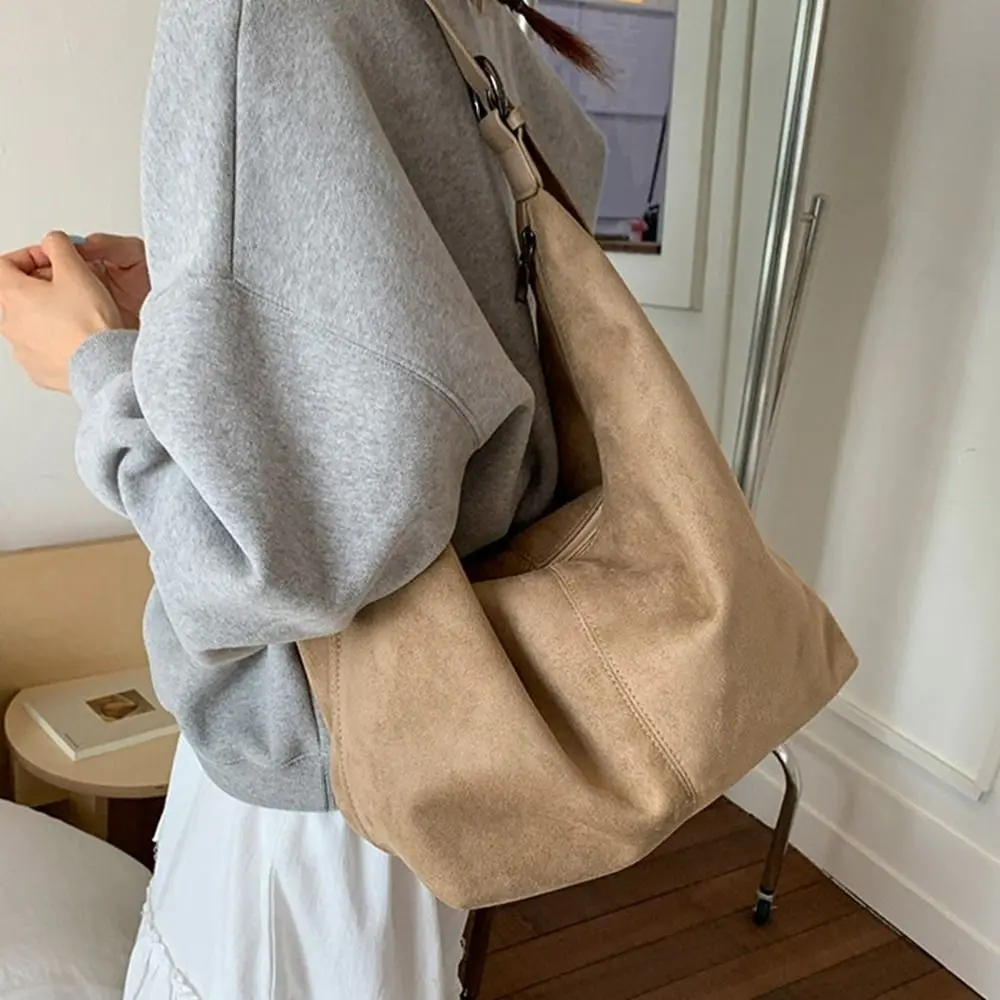 

Zipper Suede Matte Hobo Bag Handbag Large Capacity Vintage PU Crossbody Bag Korean Style Solid Color Female Tote Bag Outdoor
