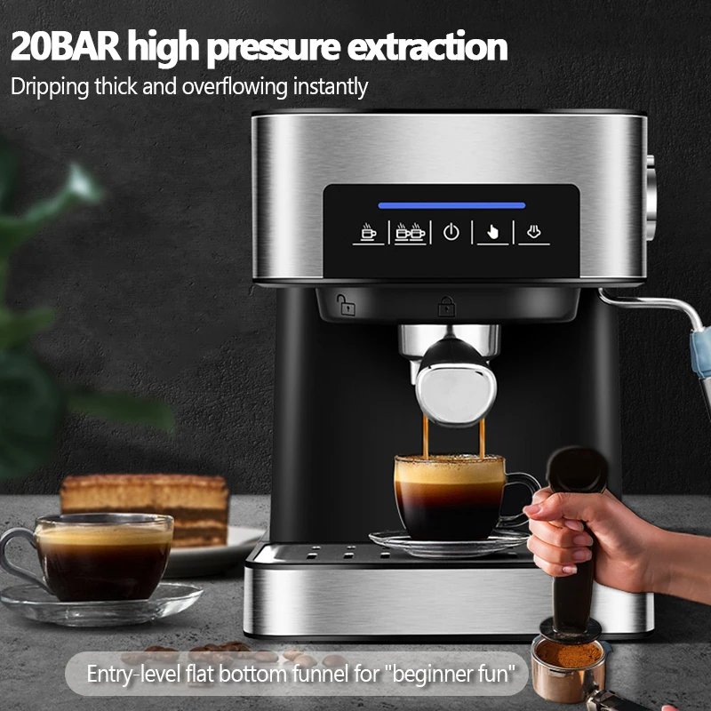 TABELL ekspres do kawy włoska kawiarka do Espresso półautomatyczny ekspres do kawy elektryczny spieniacz do mleka parowego urządzenie kuchenne