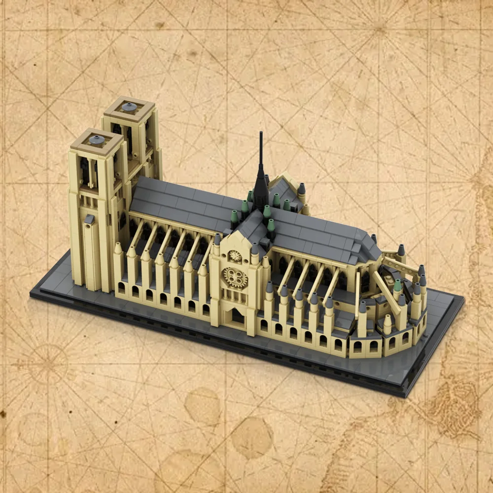 MOC Gothic Style Notre Dame Cathedral Model Building Blocks Compatible with Florence Church Building Bricks Toy Gift