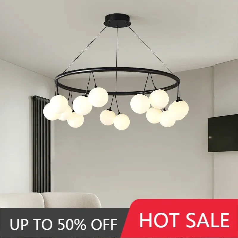 Nordic Minimalist Art LED Chandelier Cherry Magic Bean Pendant Light Home Decor Bedroom Island Lobby Villa Lamp Lighting Fixture