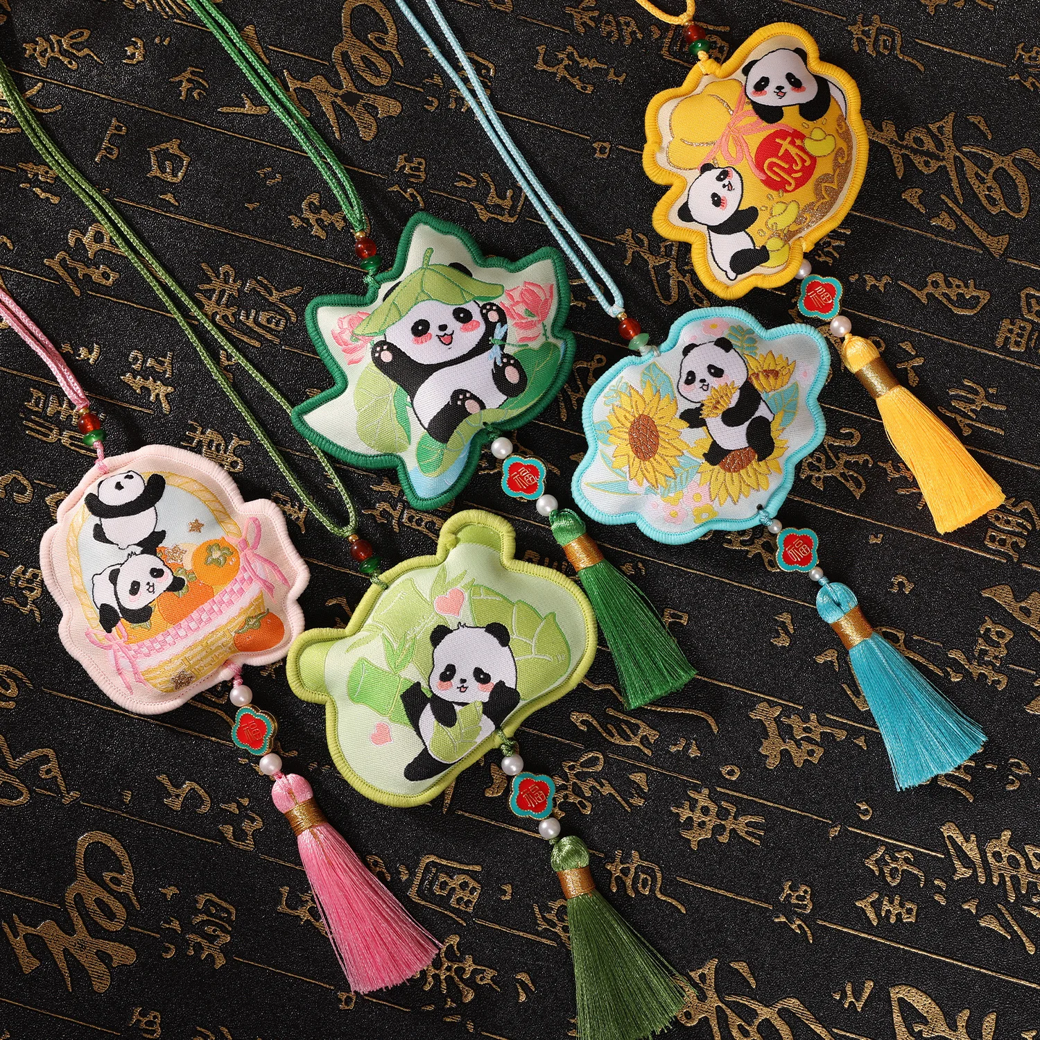 Dragon Boat Festival Creative Gifts Sachet Chinese Style Panda Embroidery Car Pendant Sachet Ancient Hanfu Fringed Accessories