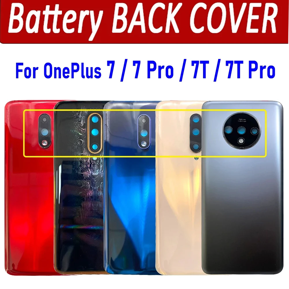 NEW Battery Back Cover Rear Panel Door Replacement Housing Case With STICKER Adhesive With Camera Lens For Oneplus 7 7T Pro