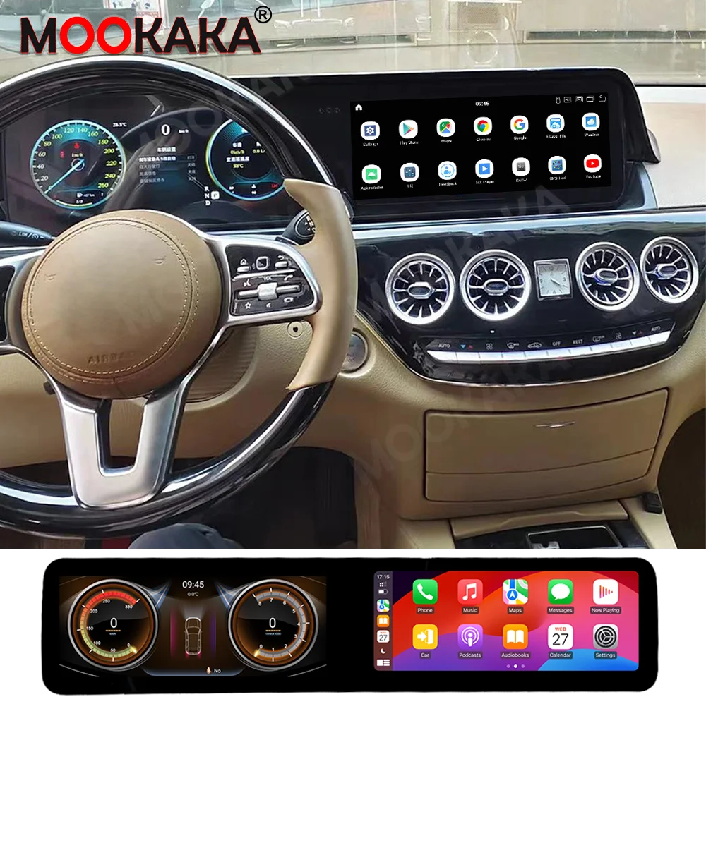 For Mercedes Benz S 2005-2013 Dual Screen Android Auto Car Radio Stereo Multimedia Player Tape Recorder GPS Navigation Head Unit
