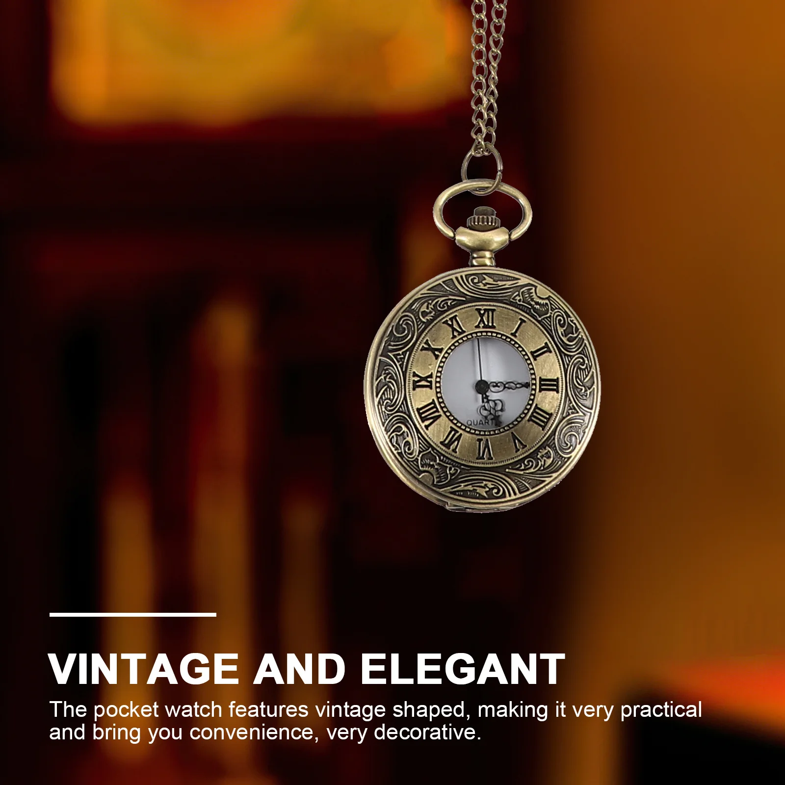 

Vintage Pocket Watch For Men Women Small Retro Metal Decorative Timepiece Rose Floral Pattern Portable Keychain