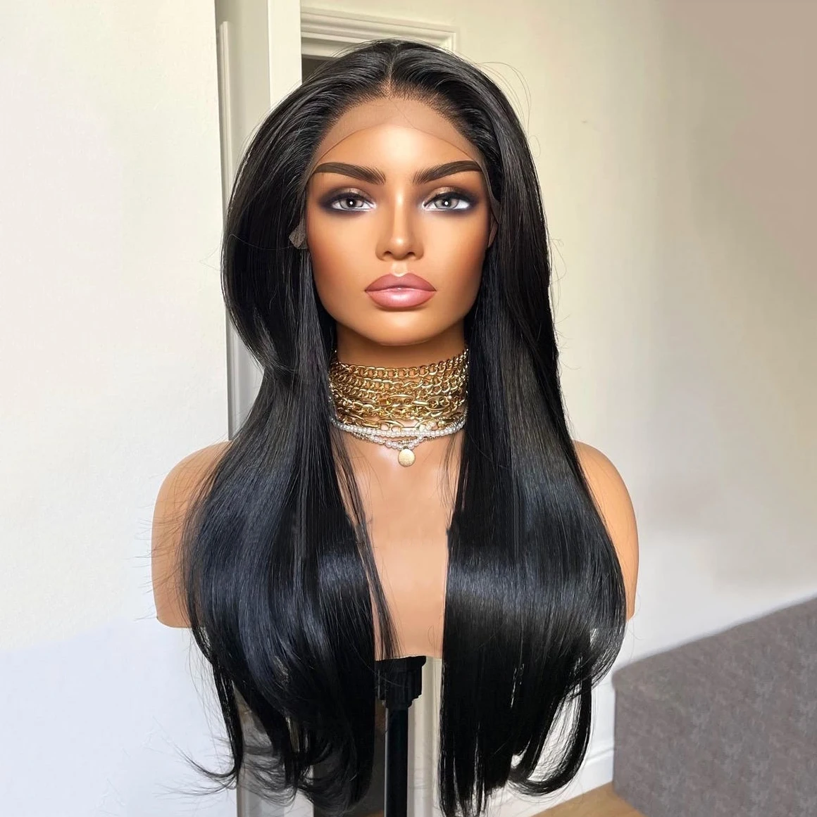 

Парики из натуральных волос на кружеве, прямые человеческие волосы 13x4, парики плотности 200 для чернокожих женщин, предварительно выщипанные с детскими волосами, натуральный кол